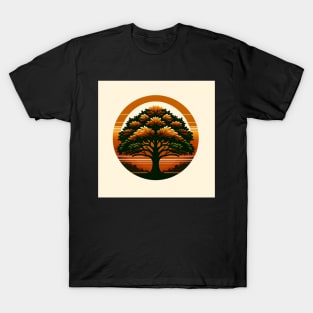 Harvest Circle: The Oak of Autumn Sunsets T-Shirt